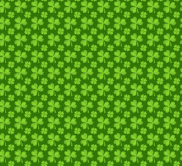 Clover seamless pattern. St. Patricks Day endless repeated backdrop, texture, wallpaper. Luck symbol backdrop. Vector illustration