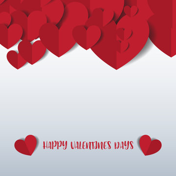 Heart Paper Sticker With Shadow Valentine's day. vector illustra