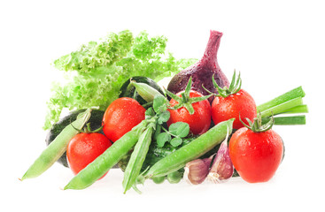Different fresh vegetables isolated on white