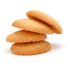stacked short pastry cookies isolated on white background