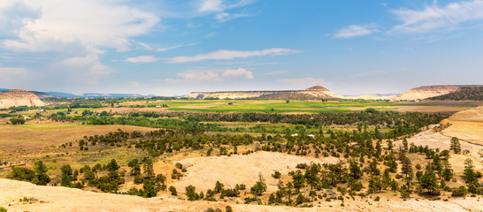 Obraz na płótnie Canvas Monument valley landscape with blue sky.