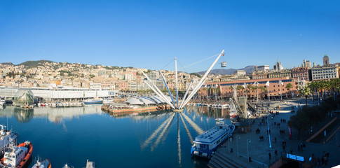 Genoa (Genova) panoramic aerial  view of "Porto Antico" Old Harb