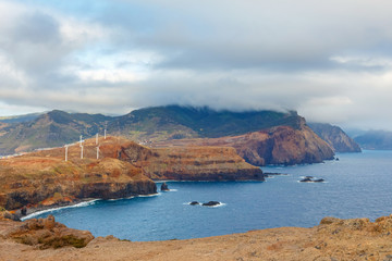Cliffs at Ponta de Sao Lourenco. Cape is the most eastern point of Madeira island