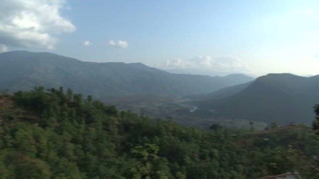 Pan from the mountain range from Nuwakot, Nepal