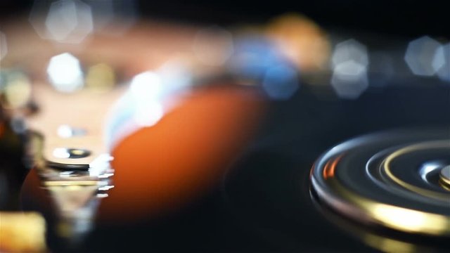 Plate And Spindle Open Hard Disk Drive. Macro