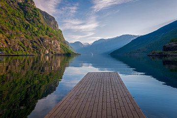 Aurland fjord in Norway - obrazy, fototapety, plakaty