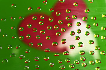 red hearts in drops