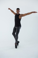 Portrait of dancer practising dance