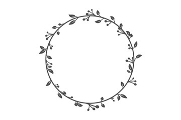 vector round frame with branch of ivy