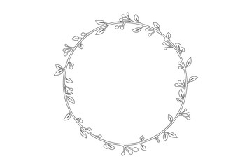 vector round frame with branch of ivy