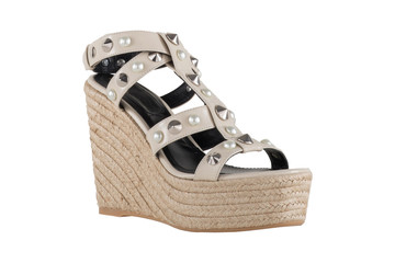 Women's shoes on a white background. premium footwear. Italian branded shoes.