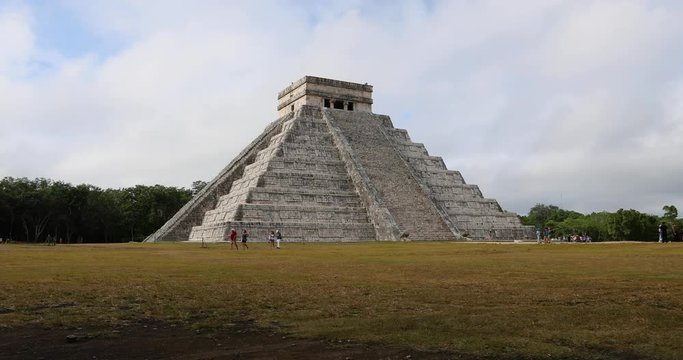Chichen Itza historic El Castillo pyramid Mexico. Pre Columbian city built by the Maya people in Yucatan, Mexico. One of the largest Maya cities. Most visited archaeological sites in Mexico.