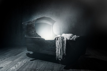 Eerie Cradle. Blue toned  lighting