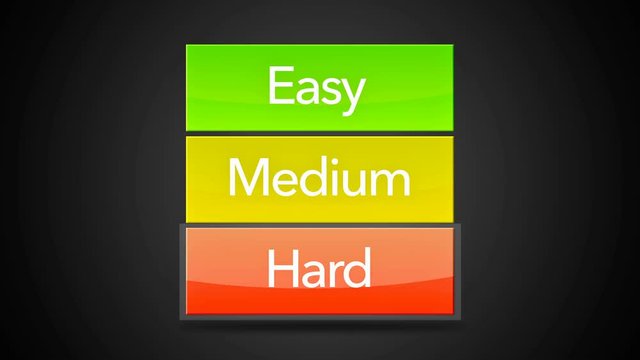 Easy Medium Hard Video Game Screen - All Buttons Hit