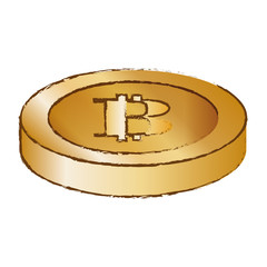 bitcoin, golden digital cash symbol, vector illustration