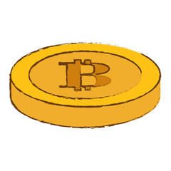 bitcoin yellow icon, digital money symbol, vector illustration