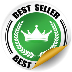 Best seller green sticker, button, label and sign.