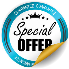 Special offer,Guarantee blue sticker, button, label and sign.