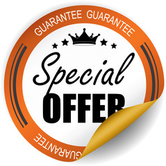 Special offer,Guarantee orange sticker, button, label and sign.