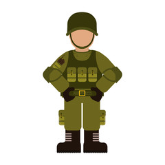 Military with its different protection tools icon image vector illustration