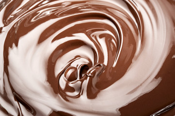 Melted chocolate swirl background.