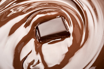 Melted chocolate bar in swirl.