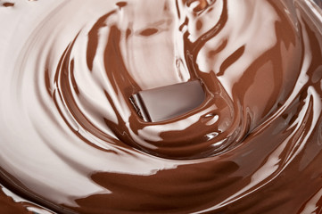 Melted chocolate bar in swirl.