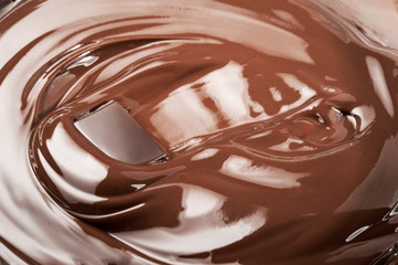 Melted chocolate bar in swirl.