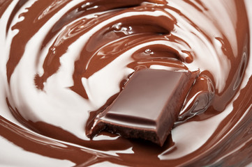 Melted chocolate bar in swirl.