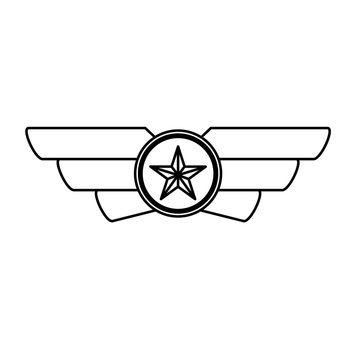 Emblem figure showing military rank, image vector illustration