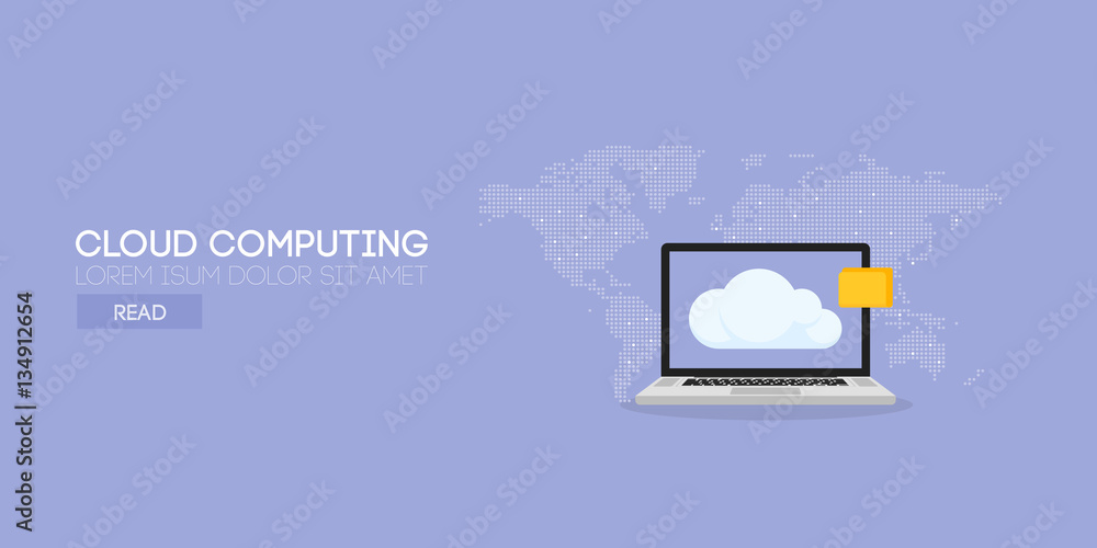 Poster cloud computing banner concept. vector