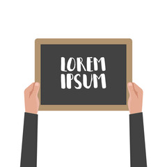 Hand holding sign board vector illustration.