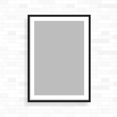 Realistic frame on light grunge brick wall. Perfect for your presentations. frame for your projects.