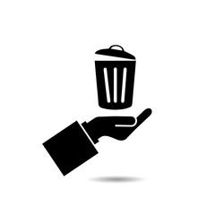 Trash can and hand icon