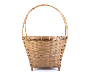 bamboo basket.Bamboo basket isolated on white background