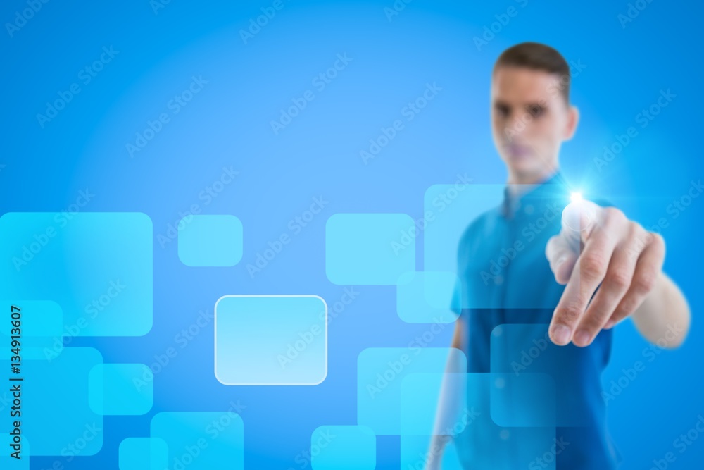 Aufkleber composite image of man touching an invisible screen