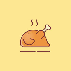 Roasted chicken icon, Vector sign logo illustration