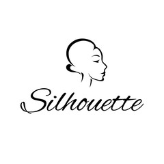 Logo with a woman s silhouette . Vector illustration