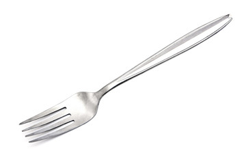 Silver fork on white background.Stainless steel fork isolated