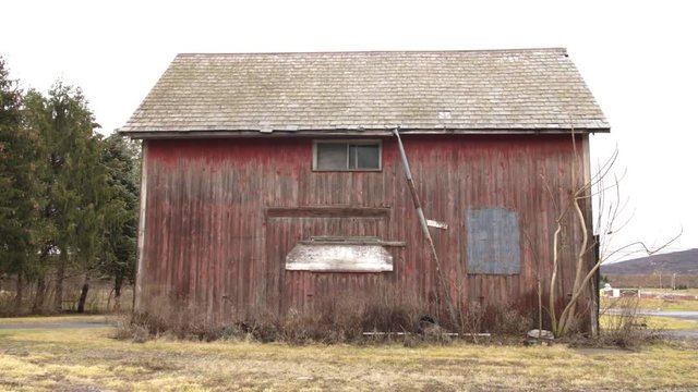 Side of old red barn