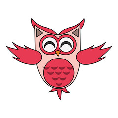 owl cartoon icon over white background. colorful design. vector illustration