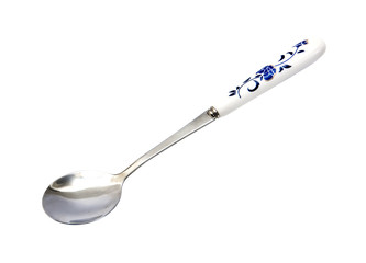 Silver tea spoon.Stainless tea spoon isolated