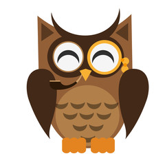 owl cartoon icon over white background. colorful design. vector illustration