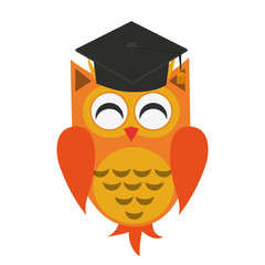 owl with graduation cap over white background. colorful design. vector illustration