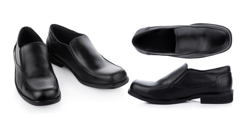 Black Leather shoes isolated on white background