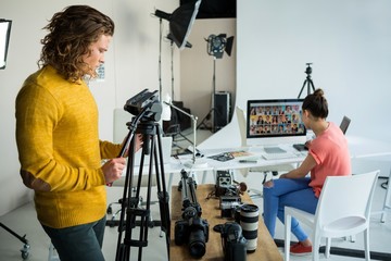 Photographers working in studio