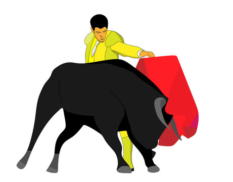 vector torero with bull