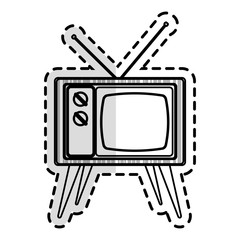 retro television icon over white background. vector illustration