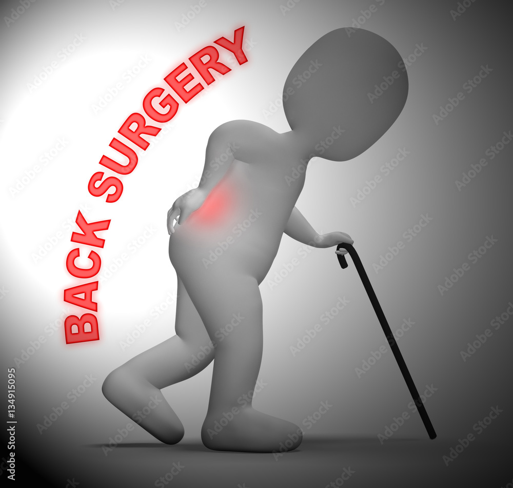 Aufkleber back surgery representing operating on spine 3d rendering