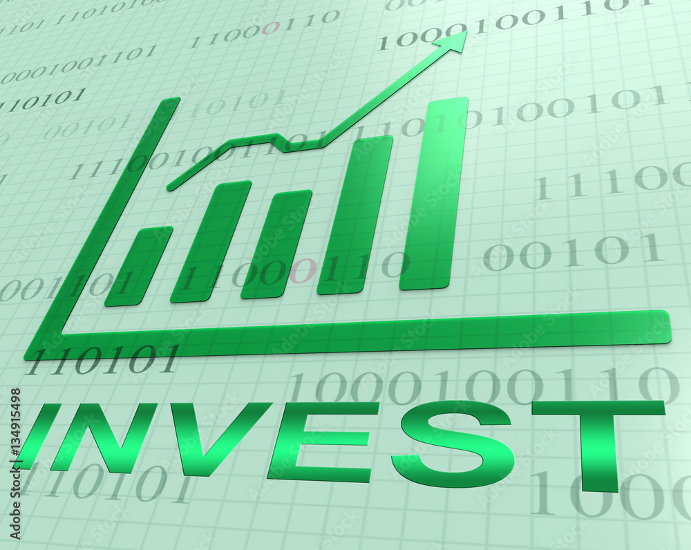 Poster invest graph increasing shows portfolio return 3d rendering